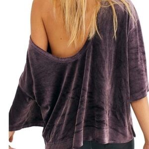 We the Free Womens Top Size Small Valerie Crushed Velvet Plum Purple Scoop Back
